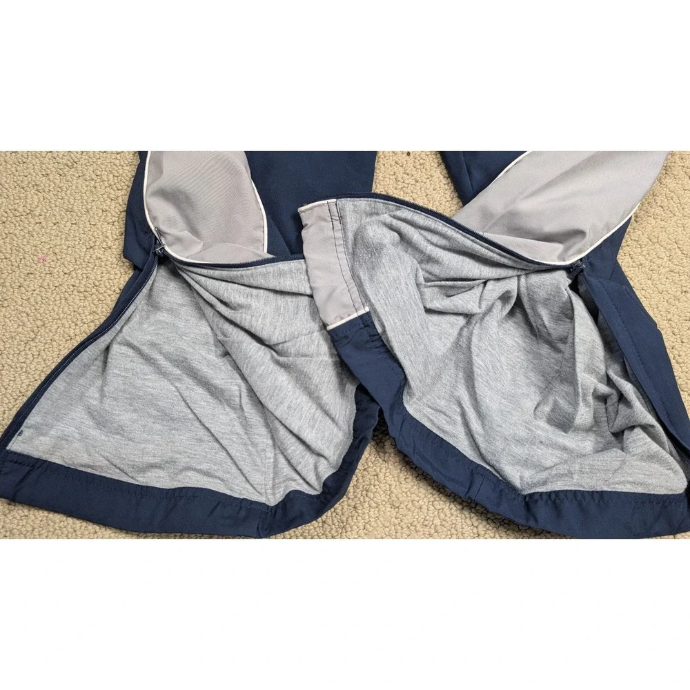 Nike‎ Kids Cargo Pants Lined Blue Gray Logo Pocket Zip Legs Size L 14-16